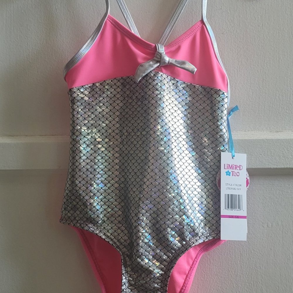 Limited Too Pink Silver Sparkle Swimsuit - Size 6X